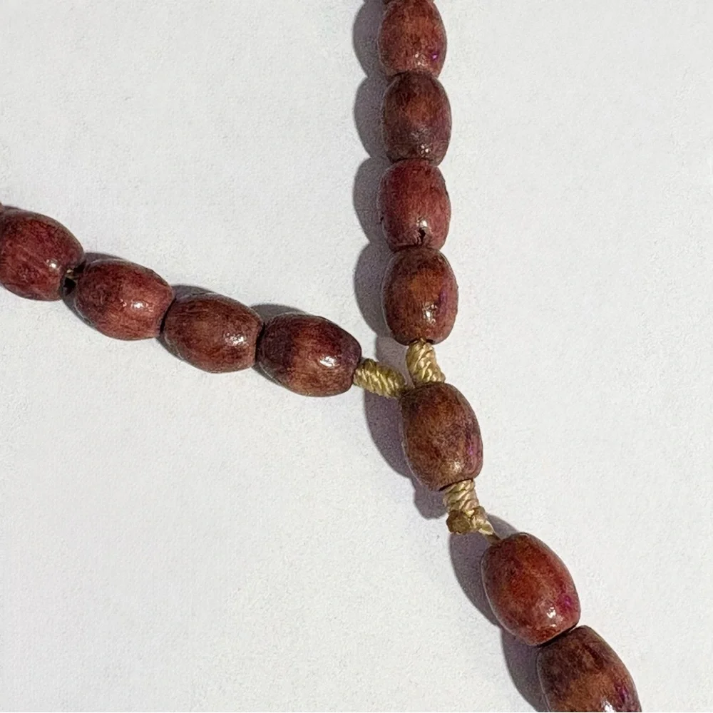 Wood Rosary Prayer Beads Handmade Necklace Catholic Crucifix Religious